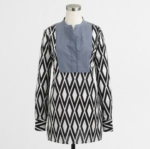 J. Crew | Printed Tunic with Solid Bib